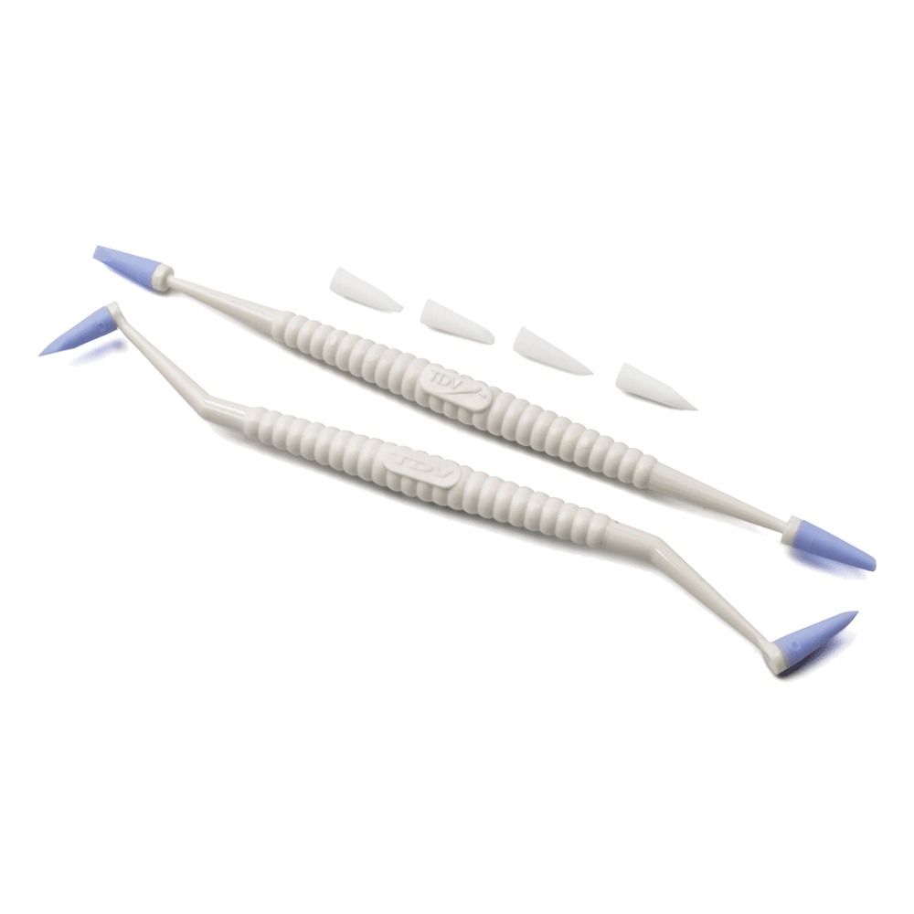 Pinceles de silicona para modelado de resinas, kit x 2u + 8 puntas Esthetic plus. TDV