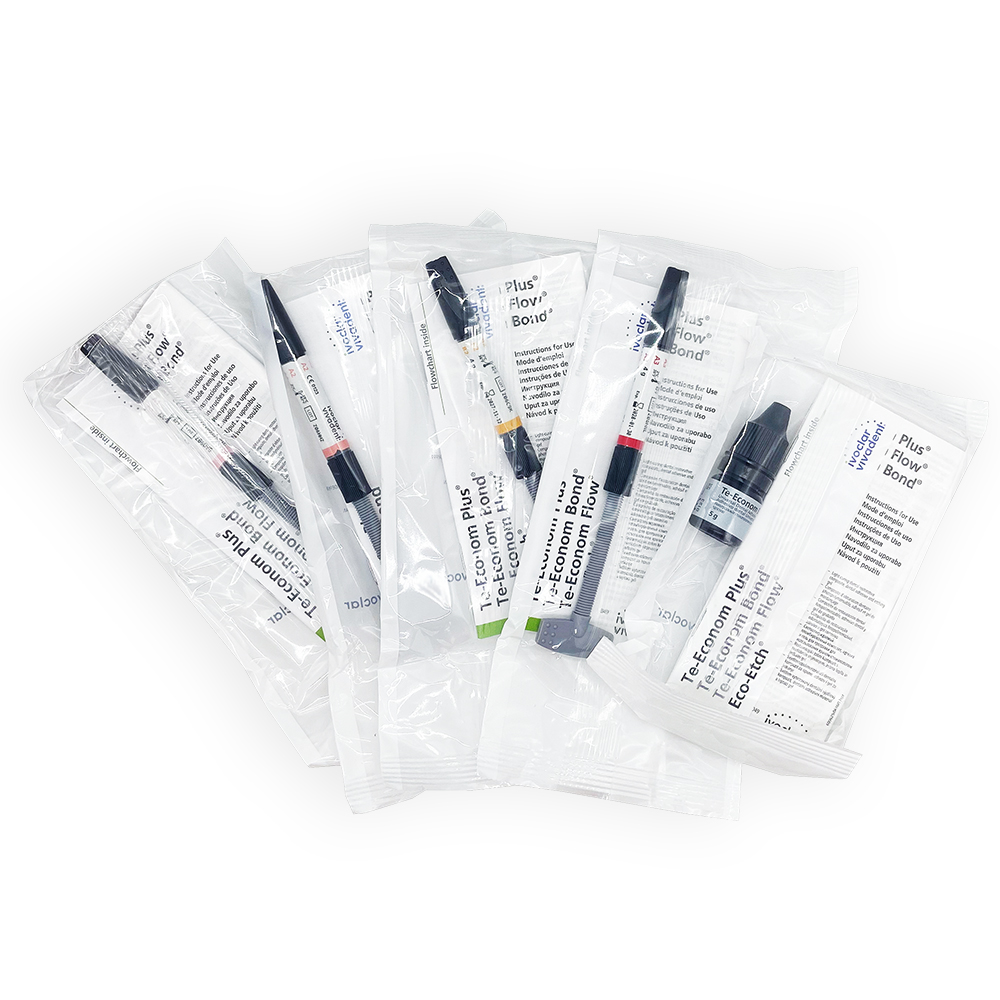 Kit composite te-econom PLUS, 4 jeringas de 4g + adhesivo. IVOCLAR