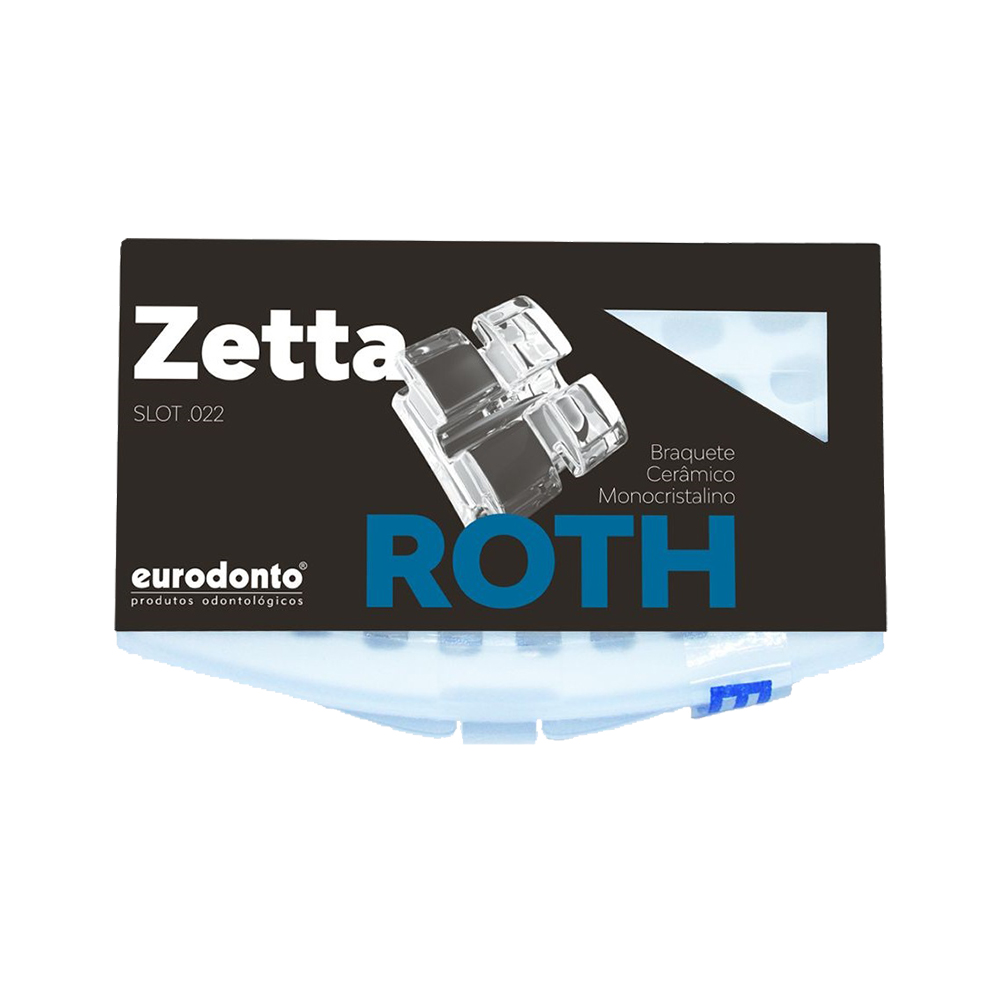 Bracket de zafiro Zetta, super cristalino, Roth 0.22 c/hooks, caso x 20u. EURODONTO