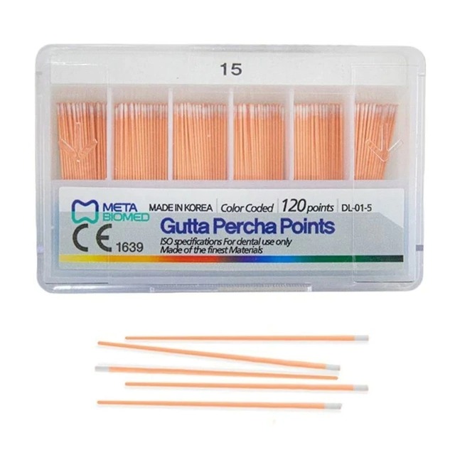 Conos de Guta Percha, caja x 120u. META 