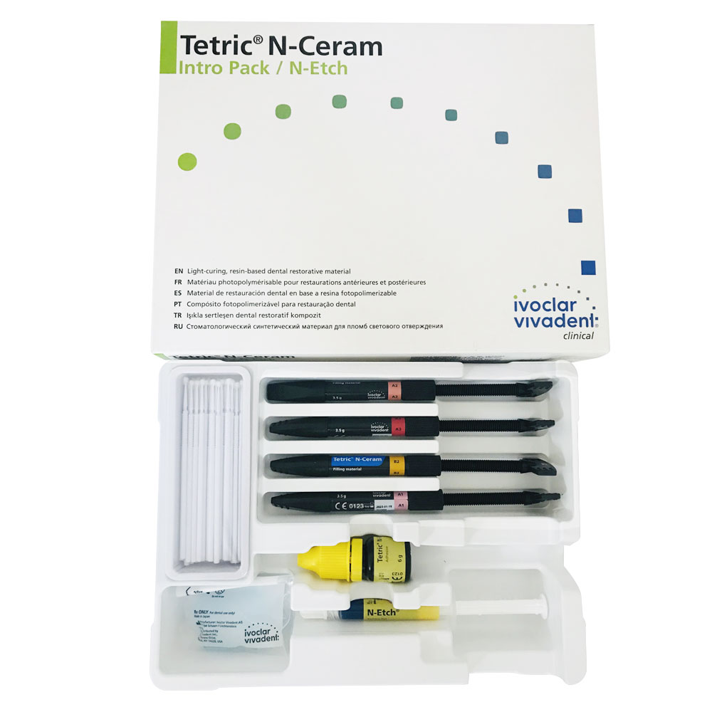 Kit composite tetric N-ceram, intro pack, A1 , 4 jer. + adhes.+ ácido. IVOCLAR