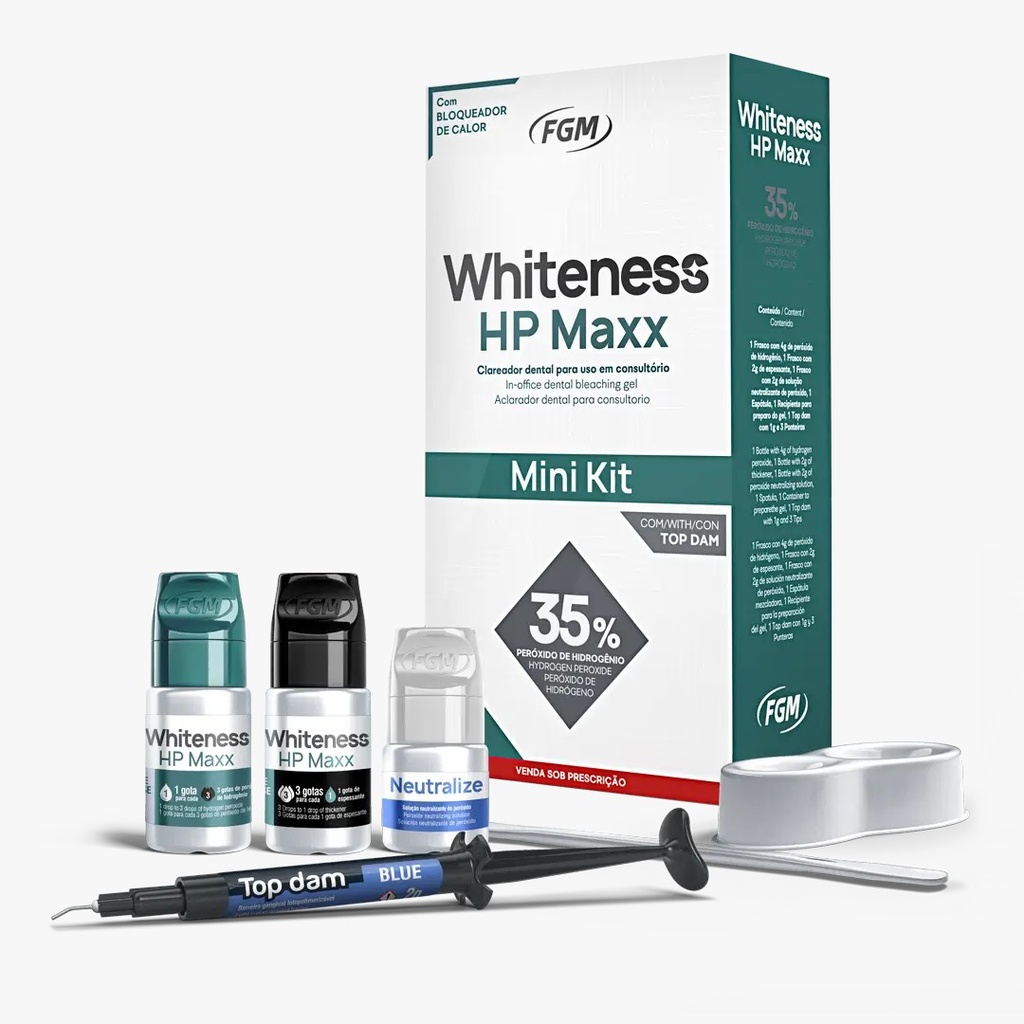 Blanqueamiento, Whiteness HP MAX 35% (1 paciente) + barrera gin. de uso consultorio. FGM