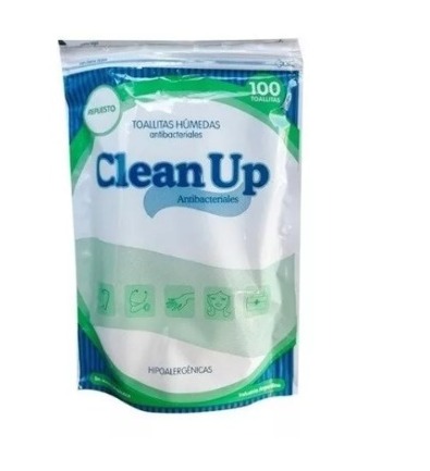 Toallitas humedas antibacterianas x repuesto economico x 100u. CLEAN UP