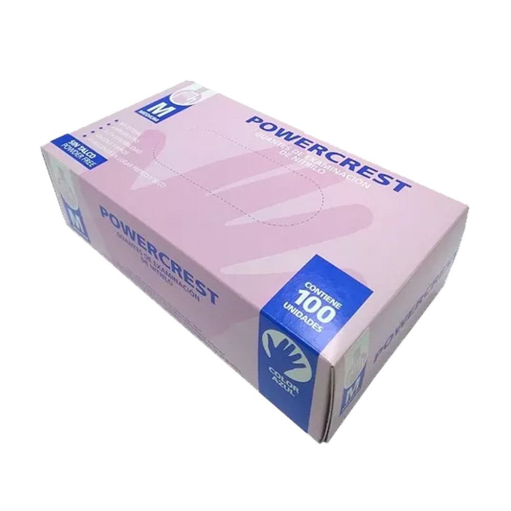 Guantes de Nitrilo, color AZUL, caja x 100u. POWERCREST