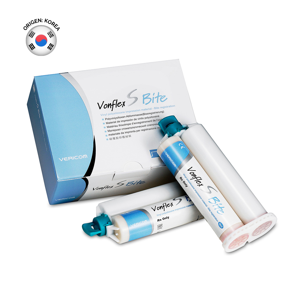 Silicona para registro de mordida Vonflex S Bite, 2 cartuchos 50ml + puntas. VERICOM