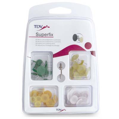 Discos de lija Superfix, para pulido y acabado en restauraciones, kit x 50u + mandril. TDV