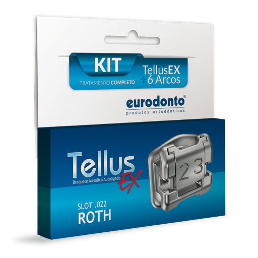 [C008258] Bracket metálico autoligado Tellus Ex, KIT Roth c/hooks (20u + 8 tubos + 12 arcos con stop). EURODONTO