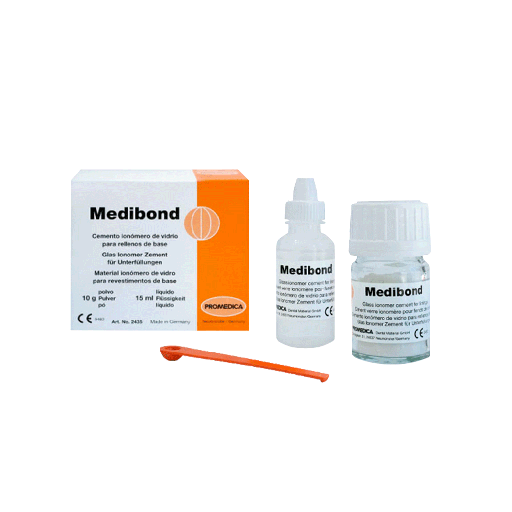 [C008837] Cemento de revestimiento de ionómero de vidrio MEDIBOND, Avío 15gr + 10ml.  PROMEDICA