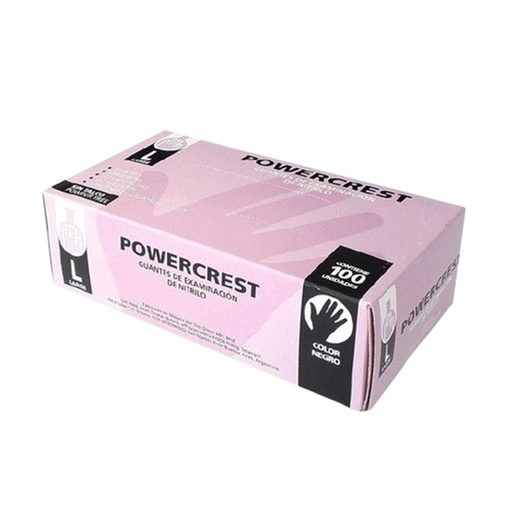 Guantes de Nitrilo, color NEGRO, caja x 100u. POWERCREST