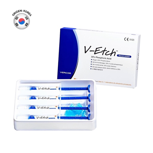 [C059445] Ácido grabador V-Etch al 35%, solución viscosa, 4 jeringas x 1.2ml c/u + puntas. VERICOM