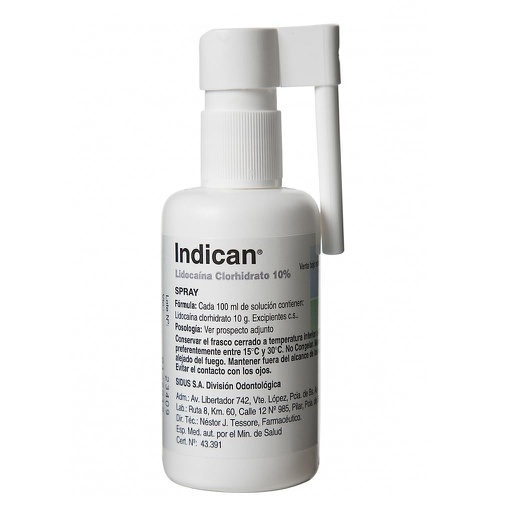 [C001249] Anestesia Indican tópica en Spray, Lidocaína Clorhidrato 10%, 60ml. SIDUS